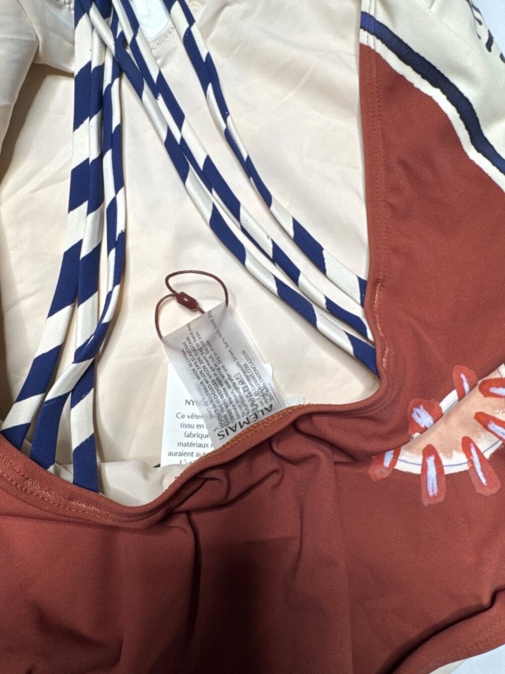 NWT Alémais Soleil D'Amour V Neck One Piece Swimsuit Rust Size Small - Picture 8 of 13